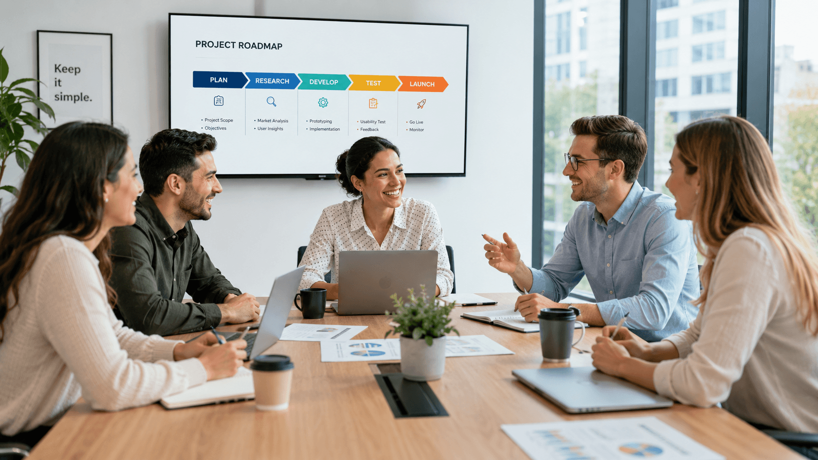 Project professionals collaborating in a meeting